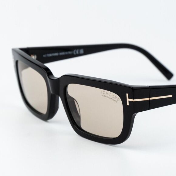 Tom Ford EZRA Women Sunglasses Black Brown Photochromic Rectangle FT1075 01E main image 7